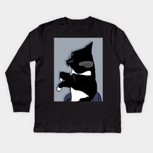 CUTE Tuxedo Cat oozing from his igloo  Copyright TeAnne Kids Long Sleeve T-Shirt